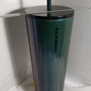 Starbucks Metal glitter Green 24oz Tumbler with Black Lid